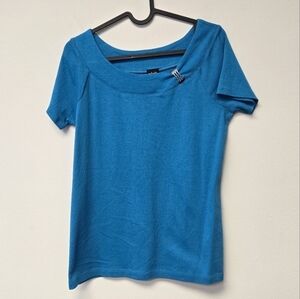 Rafaella Boat Neck Top Aqua L